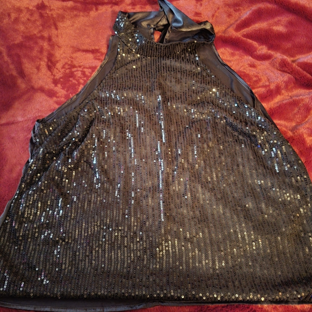 Black Sequin Halter Top